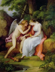 Kupferstich von Cupidon und Psyché aus dem Jahr 1792 vom Künstler Angelika Kauffmann (1741–1807)
