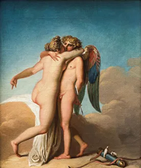 Kupido und Psyché umarmen sich