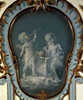 Zwei Cupido machen Seifenbläschen zwischen 1735 und 1745. Ersteller unbekannt