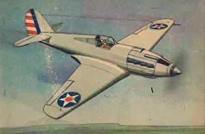 Vintage Airplane Designs Drucke: Curtis X. P. 40 Fighter Monoplane, c1944. Creator: Unknown