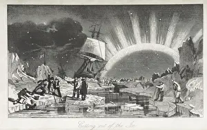 Black And White Book Illustrations Drucke: Cutting out of the ice, 1852. Creator: Unknown
