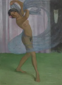 Fine Art Images Germany Drucke: Dancer with veil, watched by a man, c1903. Creator: Mueller, Otto (1874-1930)