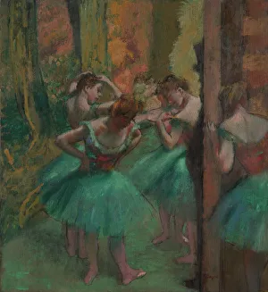 Drucke von Tänzerinnen, rosa und grün, um 1890 Edgar Degas Drucke: Tänzerinnen in rosa und grün um 1890 von Edgar Degas