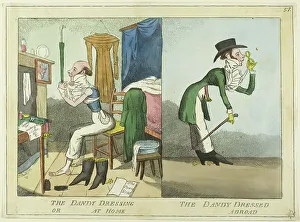British Satirical Art Drucke: The Dandy Dressing; The Dandy Dressed, 1815/25. Creator: JL Marks