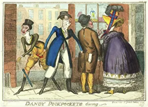 British Caricature Drucke: Dandy Pickpockets Diving, published December 2, 1818. Creator: Isaac Robert Cruikshank