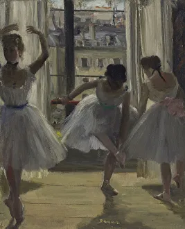 Drucke von Tänzerinnen in einer Turnhalle (Drei Tänzerinnen), 1873. Privatbesitz Edgar Degas Drucke: Tanzdame in einem Fitnessraum (Drei Tanzdamen)