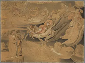 Johann Anton Ramboux Artist Drucke: Dante in the second circle of Hell