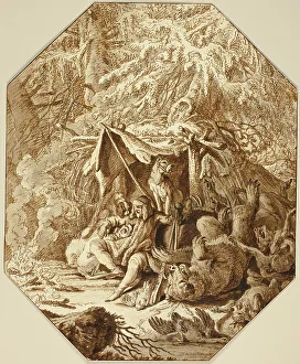Animal Depiction Drucke: The Daring Hunter, Enduring in Winter, n.d. Creator: Johann Elias Ridinger