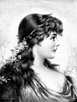 Female Figures In Art Drucke: A Daughter of Spring, 1895. Creator: Unknown