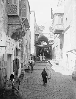 Black And White Building Exterior Drucke: David St. Jerusalem, between c1915 and c1920. Creator: Bain News Service