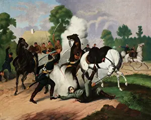 Romantic Era Painting Drucke: Death of Czachowski, after 1863. Creator: Unknown