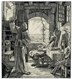 Tod als Freund, 1851. Schöpfer: Rethel, Alfred (1816 - 1859)