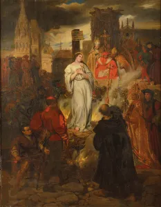 Neoclassicism Oil On Canvas Drucke: The death of Joan of Arc