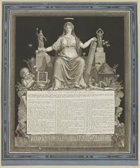 Drucke von Die Erklärung der Menschen- und Bürgerrechte von 1793 (Déclaration des droits de l'Homme et du citoyen de 1793), 1793. Im Bestand der Bibliothèque Nationale de France Philibert Louis Debucourt Drucke: Die Erklärung der Menschen- und Bürgerrechte von 1793