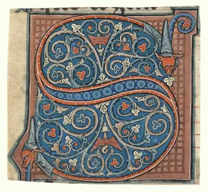 French Heritage Artwork Drucke: Decorated Initial from an antiphonal, about 1260-1270. Creator: Unknown