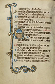 Flemish Illuminated Manuscripts Drucke: Decorated Initial E; Psalter, mid-1200s. Creator: Unknown