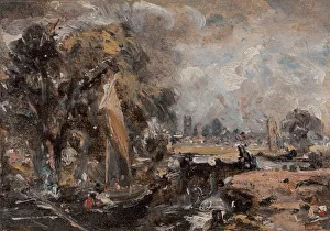 John Constable Oil Paintings Drucke: Dedham Lock, between 1819 and 1820. Creator: John Constable
