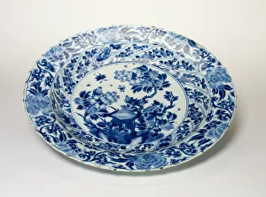 Heritage Art From China Drucke: Deep Dish with Peony, Pine Branches, Plum Blossoms, Chrysanthemum