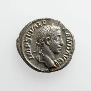 Roman Empire Currency Drucke: Denarius of Severus Alexander, A.D. 222-235. Creator: Unknown