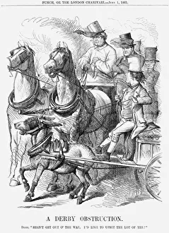 Benjamin Disraeli Cartoon Drucke: A Derby Obstruction, 1861