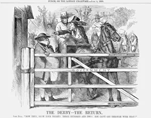 Black And White Engraving Print Drucke: The Derby - The Return, 1859