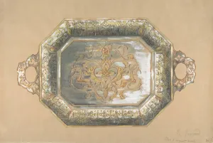 French Heritage Art Pieces Drucke: Design for an Embossed Silver Platter, 19th century. Creator: Anon