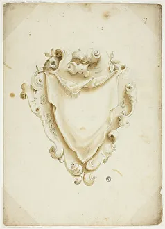 Eighteenth Century Decorative Arts Drucke: Design for Escutcheon, with Orb, n.d. Creator: Unknown