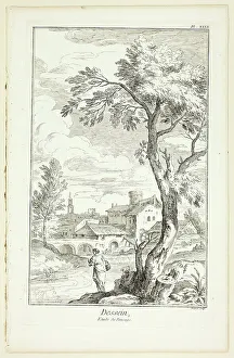 French Heritage Art Prints Drucke: Design: Landscape Study, from Encyclopédie, 1762/77. Creator: Benoit-Louis Prevost