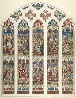 Pre Raphaelite Brotherhood Style Drucke: Design for Old Testament Window, ca. 1870. Creator: Attributed to Dante Gabriel Rossetti
