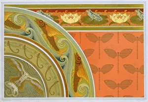 Color Lithograph Art Prints Drucke: Designs for wallpaper borders, pub. 1897. Creator: Maurice Pillard Verneuil (1869?1942)