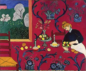 Drucke von Das Dessert: Harmonie in Rot (Der rote Salon), 1907 Henri Matisse Drucke: Das Dessert: Harmonie in Rot (Der rote Raum), 1907. Künstler: Henri Matisse