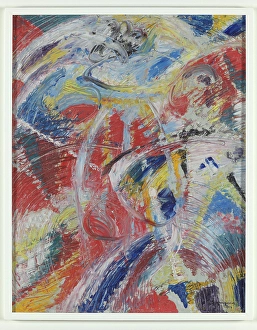Abstract Oil Paintings Drucke: Development of a Theme in Red: Carnival, 1914. Creator: Jules Schmalzigaug