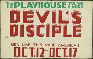 George Bernard Shaw Plays Drucke: Devil's Disciple, New Orleans, 1937. Creator: Unknown