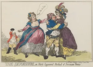Eighteenth Century Colour Etchings Drucke: The Devonshire, or Most Approved Method of Securing Votes, April 12, 1784