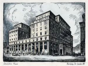 London Cityscape 20th Century Drucke: Devonshire House, Berkeley Street, London, c1910-1929(?)