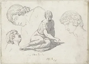 Black Chalk Artwork Drucke: Dice-Thrower and Other Studies after Ancient Sculptures