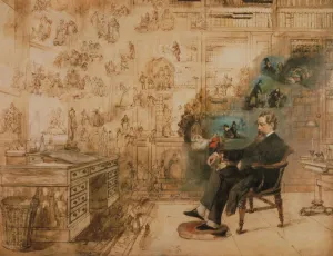 Drucke von Die Träume von Dickens, 1875. Im Bestand des Charles-Dickens-Museums in London gefunden Aquarellbilder Drucke: Dicken Traum, 1875. Schöpfer: Buss, Robert William (1804-1875)