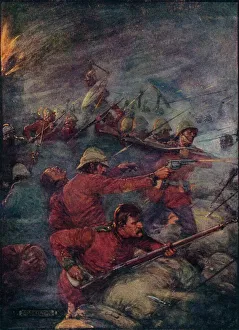 Dann hielten einhundert Männer drei tausend Wilden ab. 1913(c), Künstler :Joseph Ratcliffe Skelton