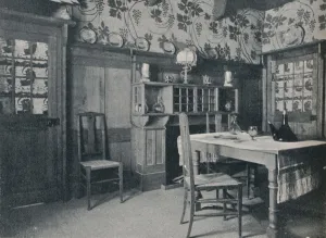 Black And White Interior Drucke: Dining Room, c1902