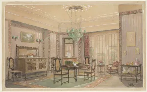 Art Centre Heritage Images Drucke: Dining room with matte seats, c.1925. Creator: Monogrammist HK
