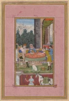 European Heritage Artwork Drucke: Dining Scene with European Elements, c. 1590. Creator: Unknown