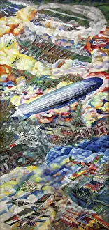 Soviet Union Fine Art Images Drucke: Dirigible, 1933. Creator: Kuptsov, Vasili Vasilyevich (1899-1935)