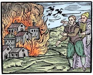 Hexen zerstören ein Haus mit Feuer - Schwaben, 1533
