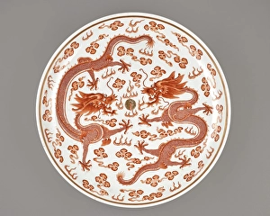 Qing Dynasty Porcelain Drucke: Dish, 1885-1908. Creator: Unknown