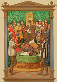 Immaculate Conception Art Drucke: Dispute between two knights about the Immaculate Conception