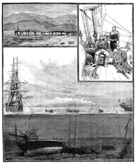 Divers erkunden die Wrackteile der H.M.S. Doterel, das in den Magellanstraßen 1881 explodiert ist.