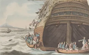 Rudolph Ackermann Engravings Drucke: Don Michele Getting Up the Ships Side, from Naples and the Campagna Felice: in a