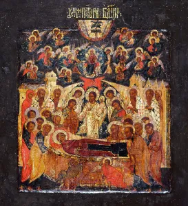 Byzantine Iconography Drucke: Dormition of the Virgin. Creator: Russian School
