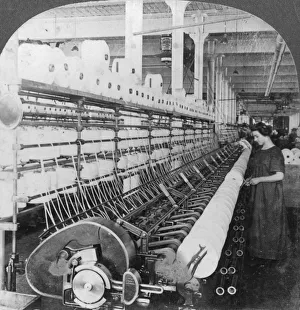 Stereoscopic Card Photography Drucke: Doubling frame in a large woollen mill