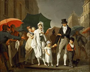 Young Woman In Rain Drucke: The Downpour, ca 1805
